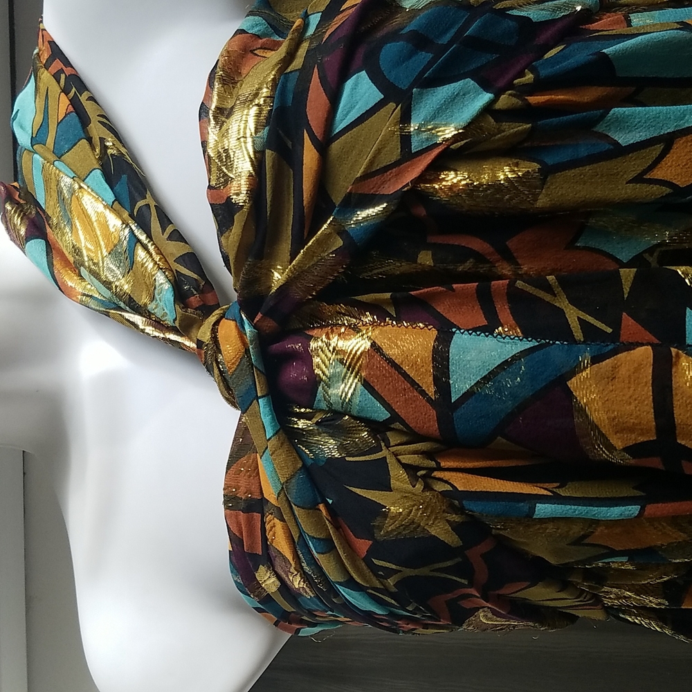 NWT Nicole Miller Sizes 6 Silk Multicolored Short One Shoulder Empire Dress